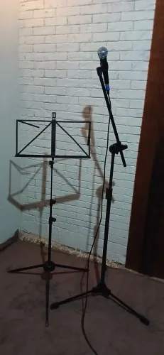 Microfone e pedestal 