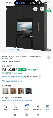 Guarda roupa lindíssimo 850$
