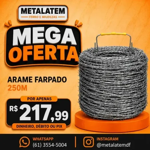 Arame Farpado Galvanizado 250m