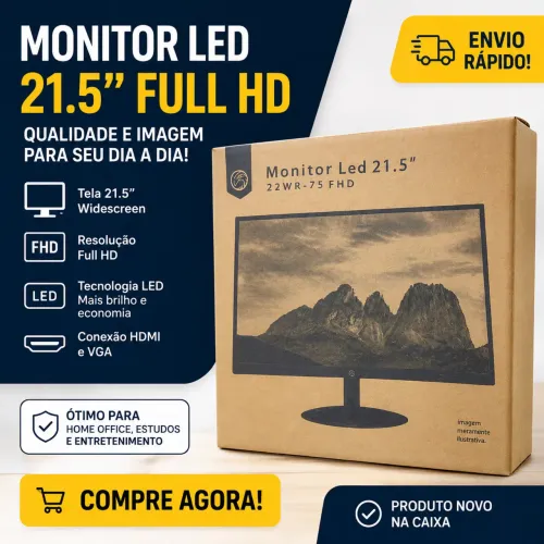 Monitor LED 21,5? Full HD Widescreen HDMI VGA 22WR-75 Novo