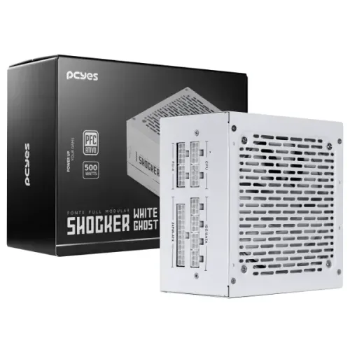 Fonte Gamer Pcyes Shocker Full Modular 500W 80 Plus White - White Ghost