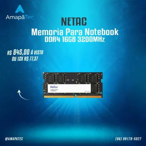 Memoria Para Notebook Netac 16GB DDR4 3200MHz
