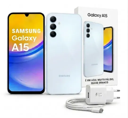 Celular Smartphone Samsung Galaxy A15 | 128gb | Caixa + Carregador | Azul Claro