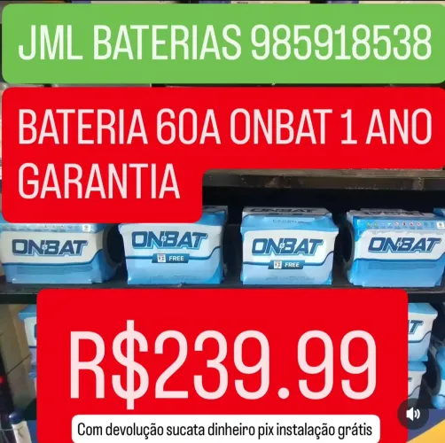 BATERIA 60A R$ 239.99 1 ANO GARANTIA 