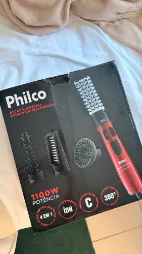 Escova Rotativa Philco Ceramic Spin Ion Brush PEC05V 1100W - Completa na Caixa (110V)