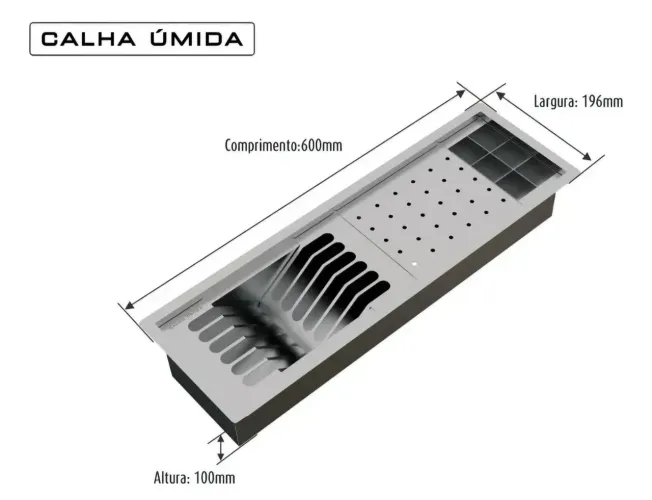 Calha umida embutida