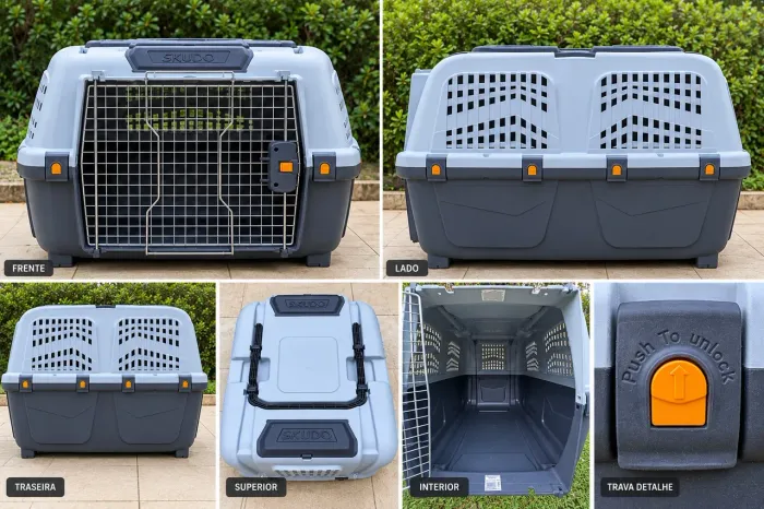 Caixa de Transporte Skudo 7 Cães Grande Porte Reforçada