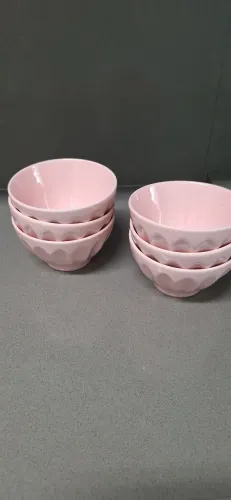 6 bowls de porcelana rosa médio