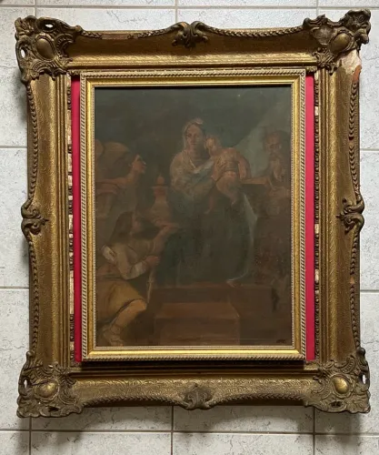Quadro antigo oportunidade muito bonito moldura madeira