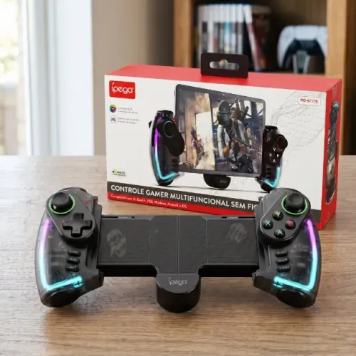 Controle Joystick Sem Fio Ipega Pg-9777s Rgb Gamer Bluetooth Bateria 600mah Cor Preto