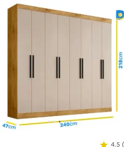 Guarda-roupa Casal 8 Portas 4 Gavetas - Araplac Porto