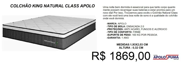 COLCHÃO KING MOLAS 32CM ALTURA 