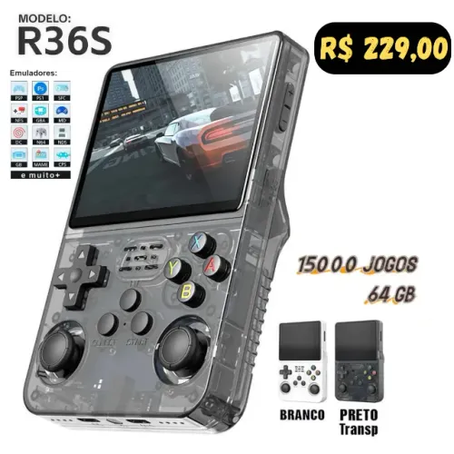 Video Game R36s portátil Arkos 15000 jogos 64gb Novo Lacrado