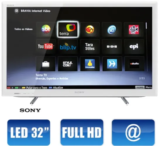 TV Sony Bravia 32" Branca Full HD (Rara) - Funcionando 100%