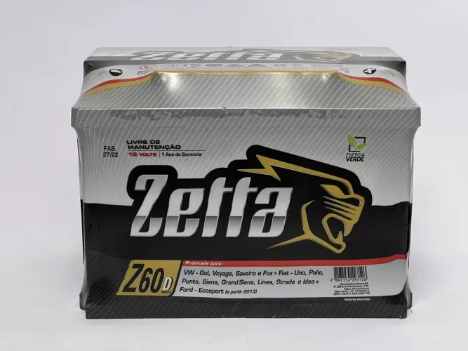Bateria ZETTA 60AH SEMINOVA ( entrega GRÁTIS)