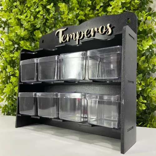     Porta Temperos Decorativo de Parede com Potes Transparentes 