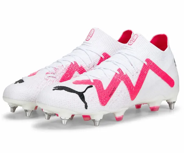 Puma Future Ultimate Trava Mista em Branco e Rosa.
