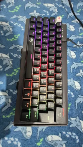 Teclado Mecânico Gamer Havit KB811L-PB RGB Compacto 63 Teclas ABNT2