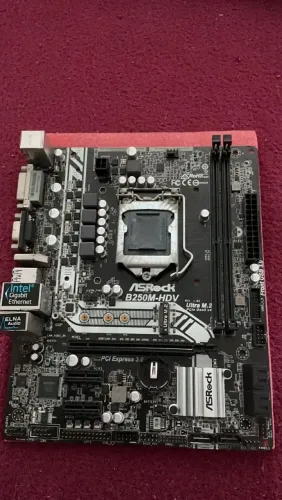 Placa-Mãe ASRock B250M-HDV (Com Defeito / Para Retirada de Peças ou Conserto)