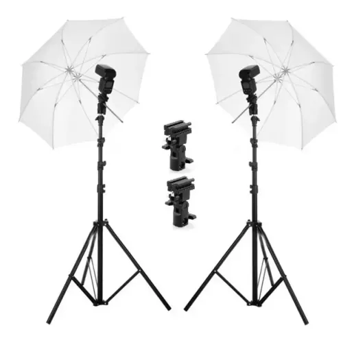 soft box com guarda chuva e com Luz Continua 2 Pares