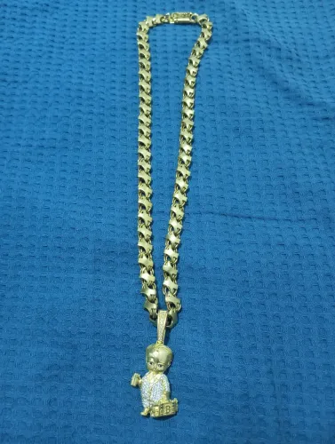 Corrente moeda antiga pingente poderoso chefinho