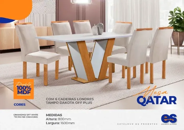 Conjunto Mesa C/6 Cadeiras Qatar