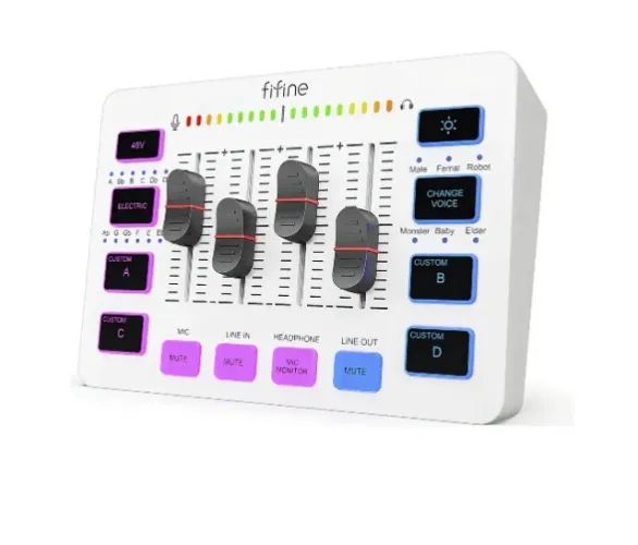Mesa de som Mixer Gamer Fifine Ampligame SC3 Branco