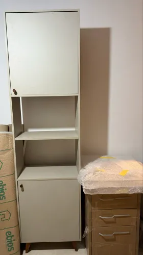 Armário multiuso 2 portas 0,60 x 2,21m mdf linho bege TOK&STOK