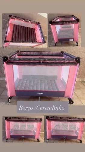 Berço portátil- Seminovo na cor rosa ( Retirada )