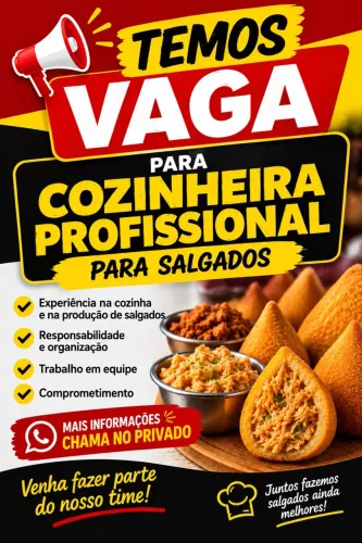 Vaga para cozinheira profissional 