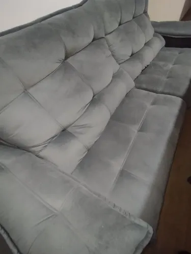 Sofá Retrátil e Reclinável Cinza (Suede/Veludo)