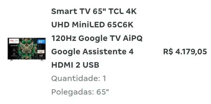 Smart TV 65? TCL 4k