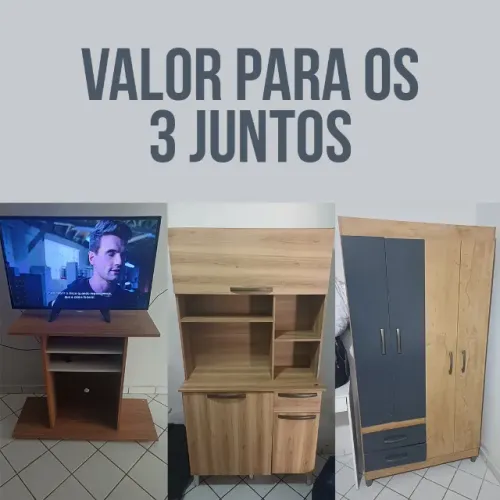 Rack, Armário de Cozinha e Guarda Roupa. Valor para os 3 juntos