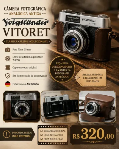 Câmera Fotográfica Analógica antiga alemã Voigtländer Vitoret