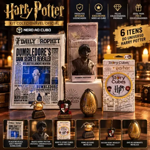 Kit Harry Potter Oficial Nerd ao Cubo - 6 Itens Colecionáveis