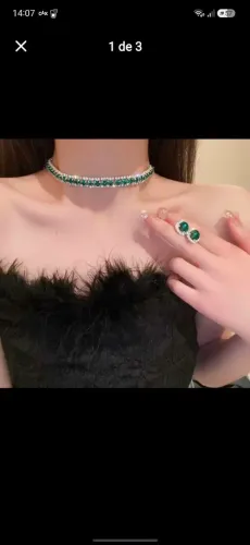Colar com Brincos Conjuntos De Cristal Verde para casamentos e festas