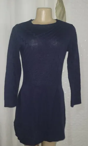 Vestido de lã azul marinho P/M
