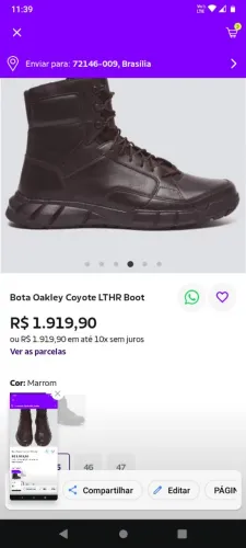 Bota/coturno Oakley Tamanho 41/42 nova