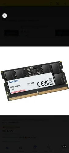Memória ddr5 16 gigas notebook