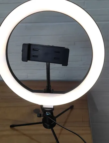 Ring Light 8 Polegadas + Tripé de Mesa + Suporte celular