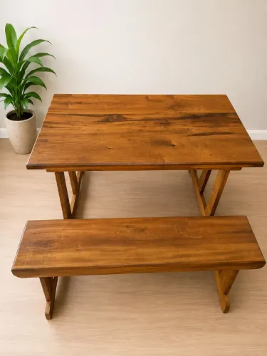 Mesa de lanchonete de canela preta
