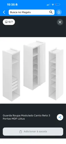 Guarda roupa modulado de canto