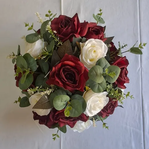 Arranjo Floral Permanente Marsala, Branco e Verde