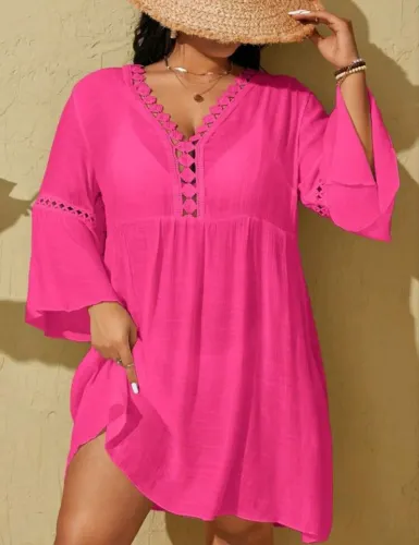 Saída de praia plus size na cor rosa !