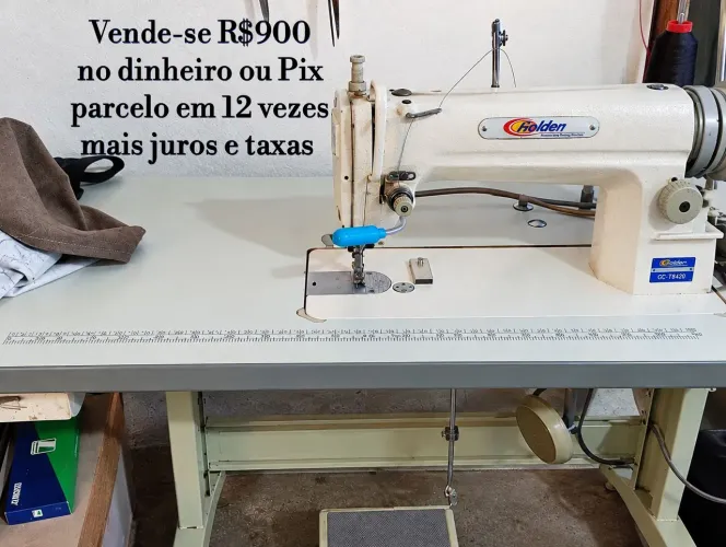 Máquina de costura reta simples transporte 900 reais