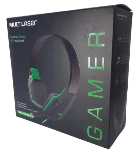 Headset gamer novo preto e verde