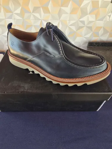 Sapato Masculino Derby Couro Marinho - Logan 