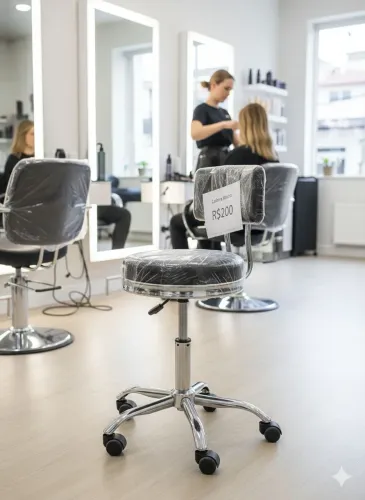 Mocho Estofado com Encosto - Profissional (Preto)
