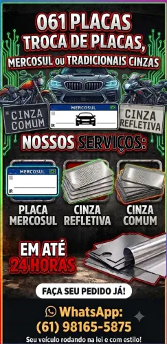 Placas Mercosul refletiva cinza