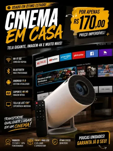 Projetor Smart 4k - Usado em ótimo estado